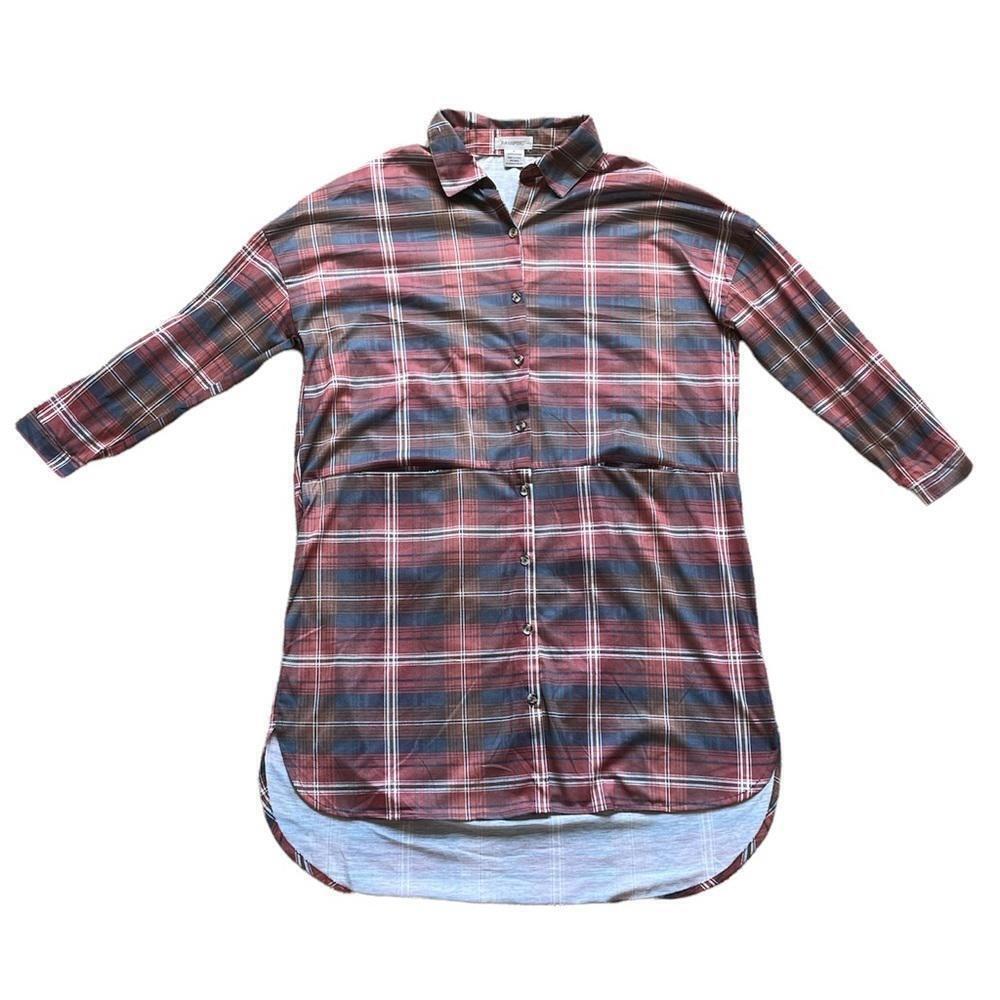 Passport Oversized Flannel Shirt Dress Fall Womens‎ Small